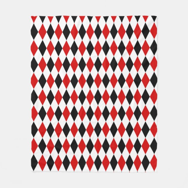 Red White Black Harlequin Diamond Mönster Fleecefilt (Framsidan)