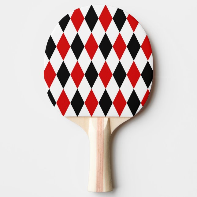 Red White Black Harlequin Diamond Mönster Pingisracket (Framsidan)