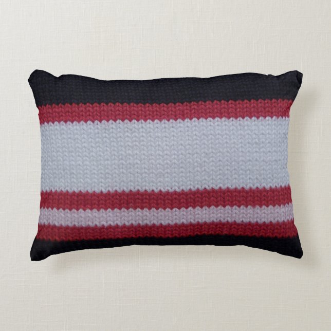 Red White Black: Knits Woolen Fabric Mönster Prydnadskudde (Framsidan)