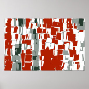 Red White Black Retro Painting Abstrakt Art Poster