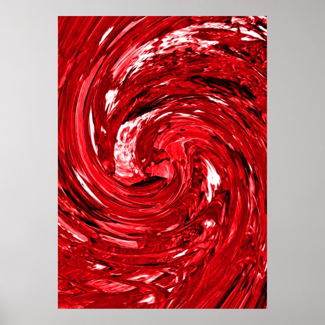 Red White Black Swirl Design Poster (Framsidan)