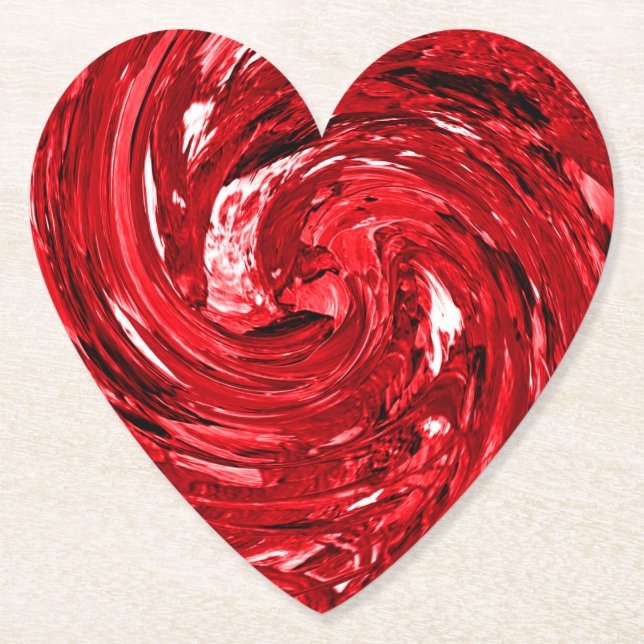 Red White Black Swirl Design Underlägg Papper (Framsida)