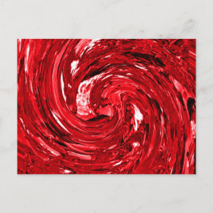 Red White Black Swirl Design Vykort