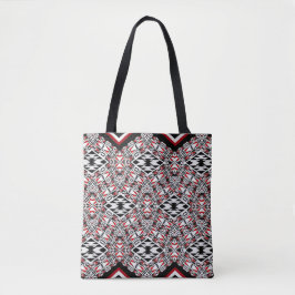 Red, White & Black Tribal Tapestry Tote Tygkasse