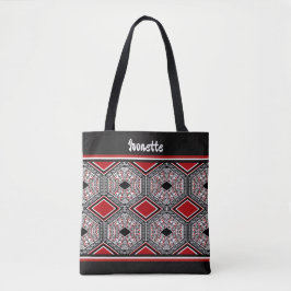 Red, White & Black Tribal Tapestry Tygkasse