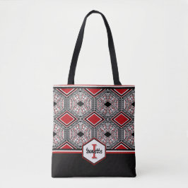 Red, White & Black Tribal Tapestry Tygkasse
