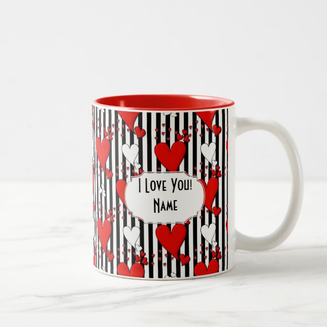 Red White Black Valentine Hearts Coffee Mugg (Höger)