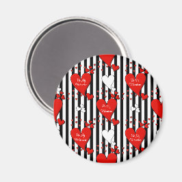 Red White Black Valentine Hearts Magnet