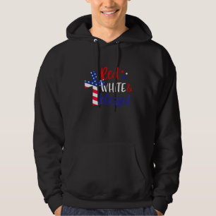 Red White Blad American Jesus Kor Christian 4 Hoodie