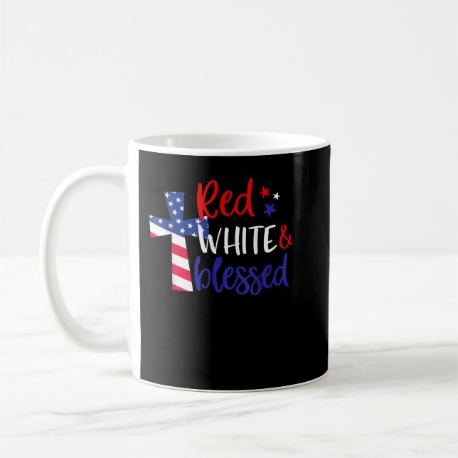 Red White Blad American Jesus Kor Christian 4 Kaffemugg (Vänster)