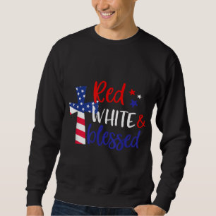 Red White Blad American Jesus Kor Christian 4 Lång Ärmad Tröja