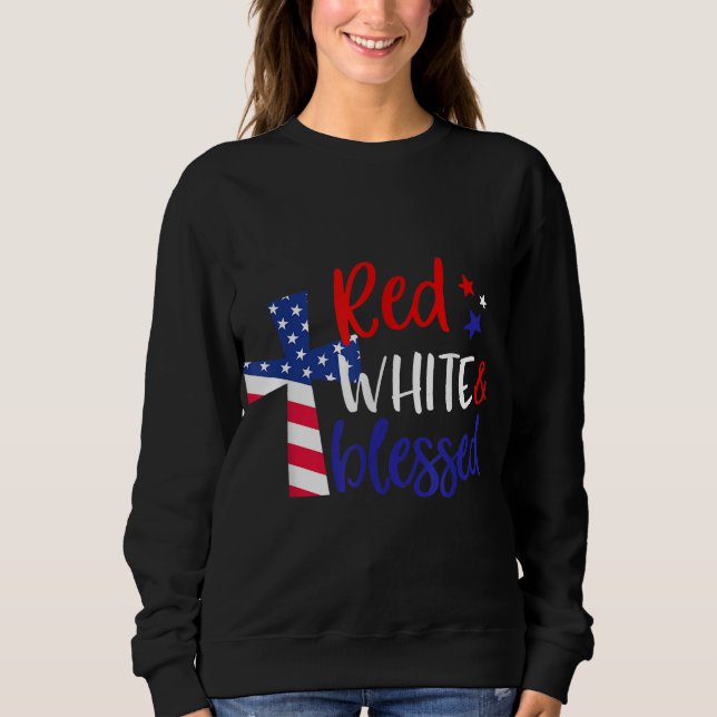 Red White Blad American Jesus Kor Christian 4 T Shirt (Framsida)