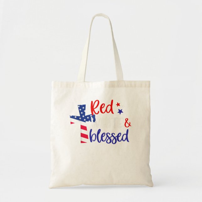 Red White Blad American Jesus Kor Christian 4 Tygkasse (Framsidan)