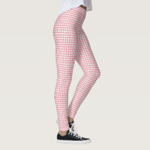 Red White Block Mönster Leggings