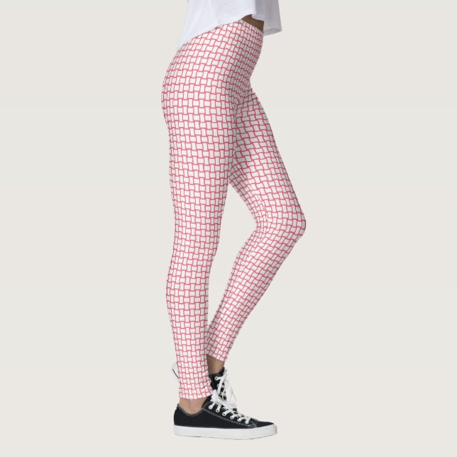 Red White Block Mönster Leggings (Höger)