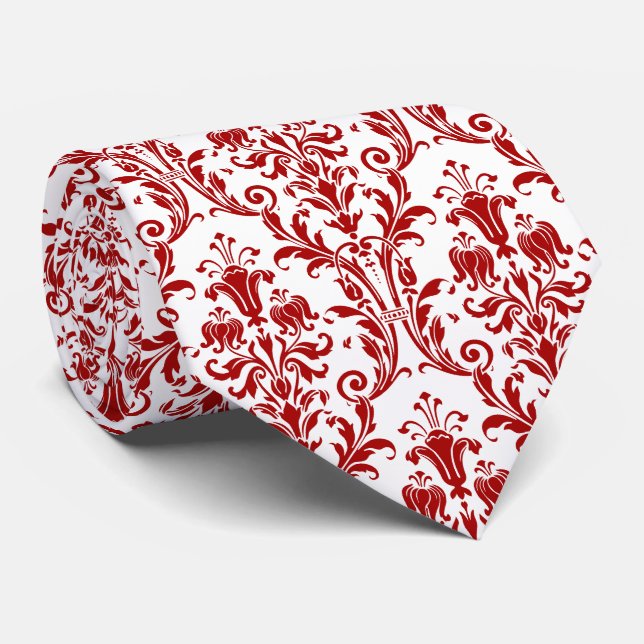 Red White Blommigt Damask Slips (Rullad)