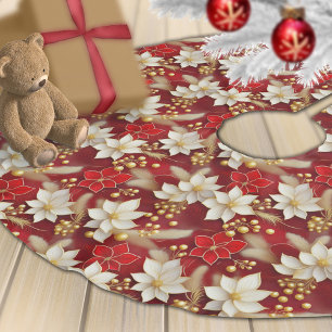 Red White-Blommönster#17 ID1009 Julgransmatta Borstad Polyester