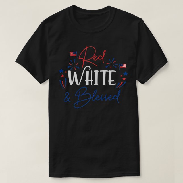 Red White & Blsed 4:e juli Patriotic America T Shirt (Design framsida)