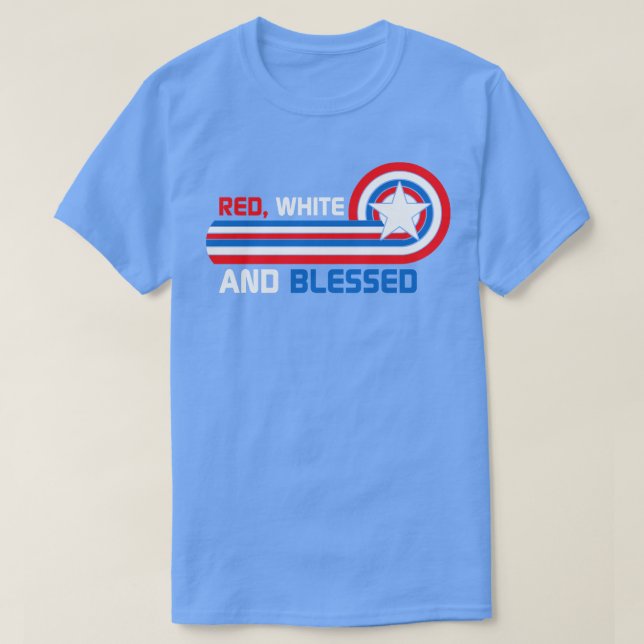 Red White Blsed 4:e juli T Shirt (Design framsida)