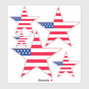 Red White & Blue American Flagga Stars Klistermärken