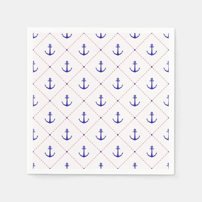  Red White Blue Anchors Away Boating Pappersservett (Framsidan)
