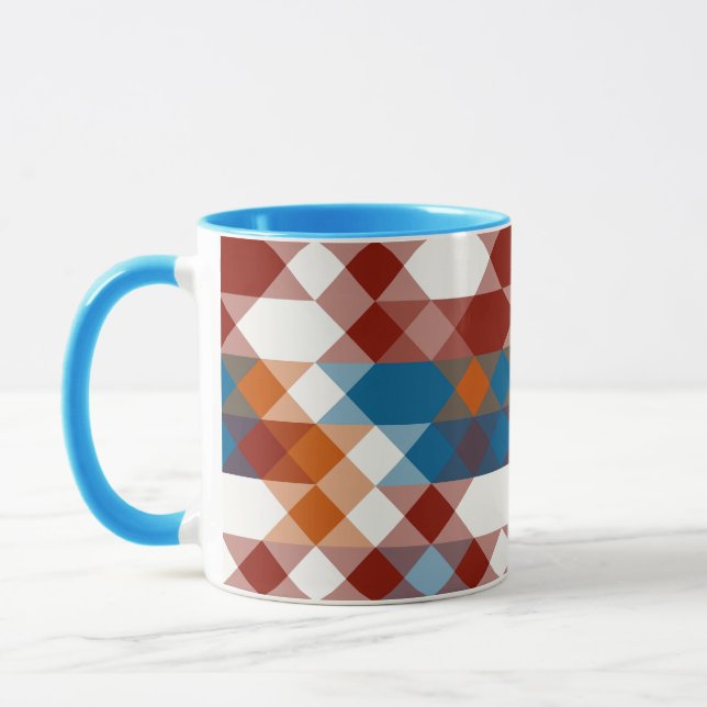 red white blue and orange geometric mugg (Vänster)