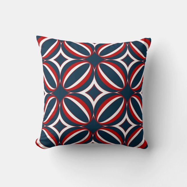 Red, White & Blue Art Deco Pillow Kudde (Framsida)