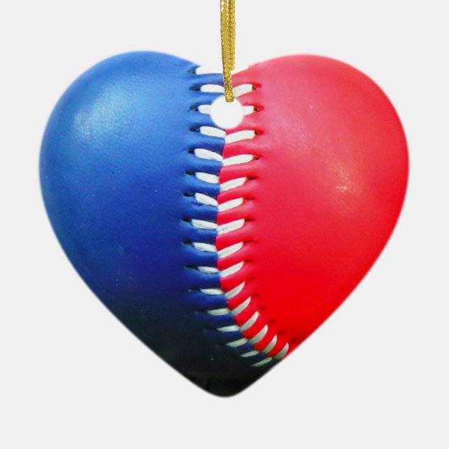 Red White & Blue Baseball Julgransprydnad Keramik (Framsidan)