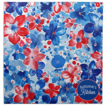 Red White & Blue Blommigt Dinner Napkin