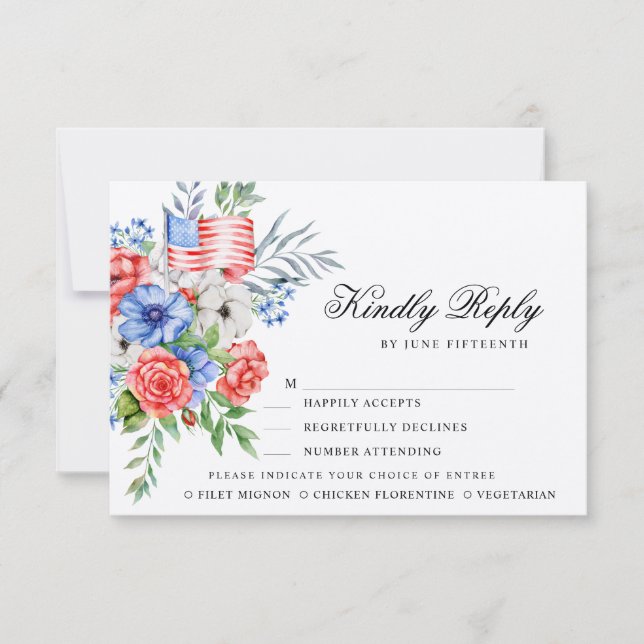 Red White & Blue Bouquet | Måltider, OSA kort (Framsida)
