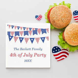 Red, White & Blue Bunting Flaggor 4 juli Party Pappersservett