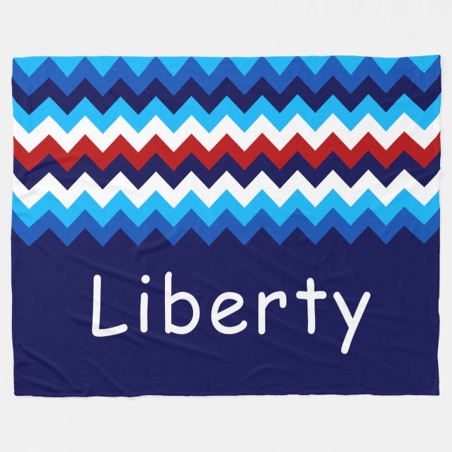 Red White Blue Chevron Custom Large Fleece Blanket (Framsidan (Horisontell))