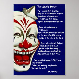 RED, WHITE, & BLUE CLOWN POSTER w/ CLOWN'S PRAYER