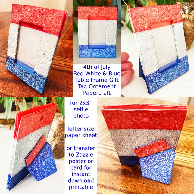 Red White & Blue Faux Glitter Selfie Ram Craft (Skapare uppladdad)