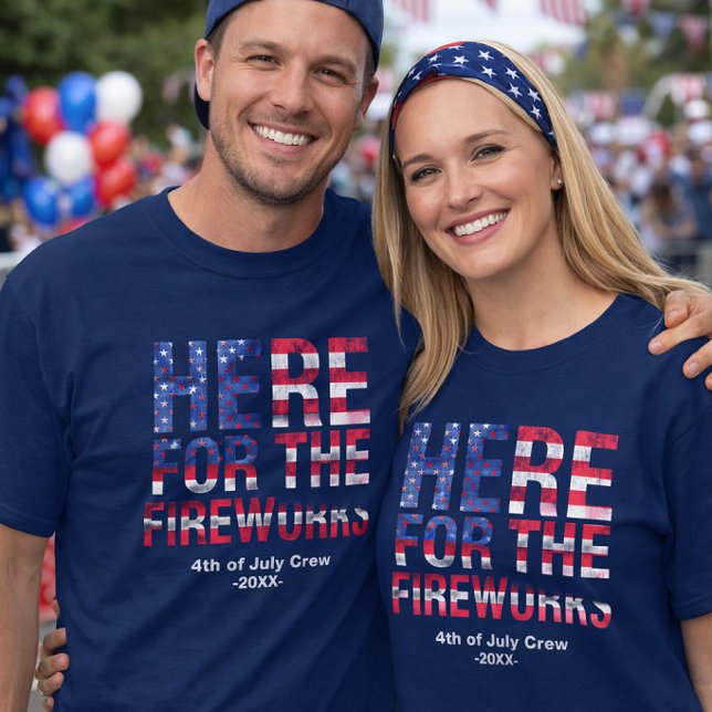 Red White Blue Fireworks 4th of July Family Crew  T Shirt (Skapare uppladdad)