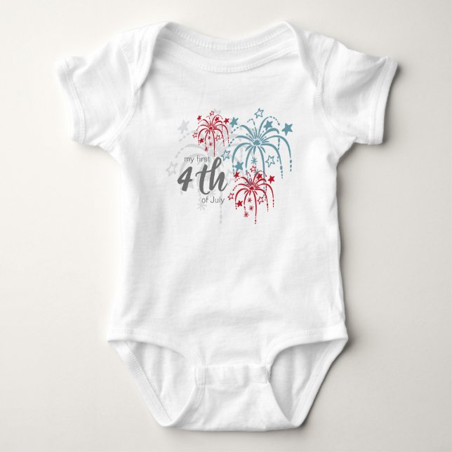 Red White & Blue Fireworks Min första 4:e juli T Shirt (Framsida)