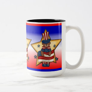 Red White & Blue Fjärde juli Bear Mugg