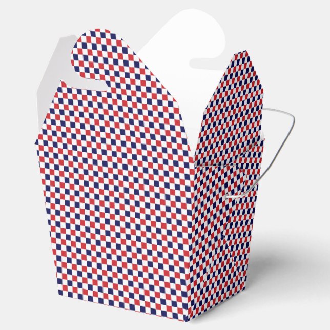 Red,White,Blue Gingham PARTY FAVOR BOX, ut Presentaskar (Öppnad)