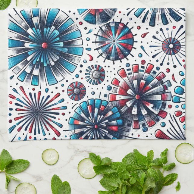 Red White & Blue Kitchen Towel Kökshandduk (Vikta)
