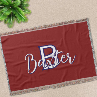 Red White & Blue Namn och Monogram Personlig Filt