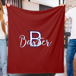 Red White & Blue Namn och Monogram Personlig Fleecefilt