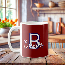 Red White & Blue Namn och Monogram Personlig Kaffemugg