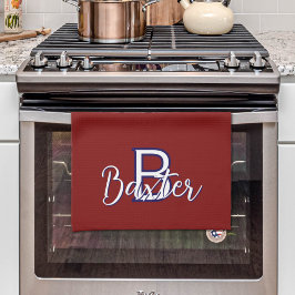 Red White & Blue Namn och Monogram Personlig Kökshandduk