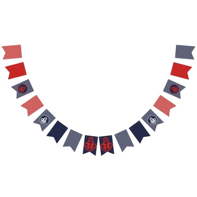 Red White & Blue Nautical Bunting Flaggor (Alla)