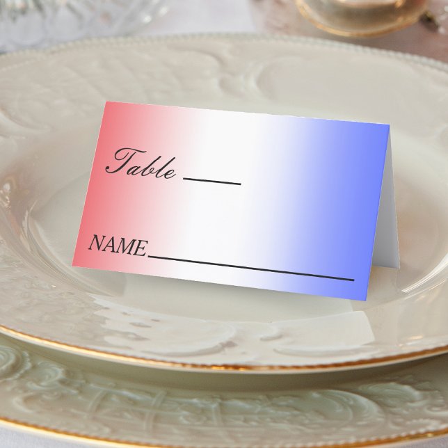 Red White & Blue Ombre Patriotic Bröllop Placeringskort (Red White & Blue Ombre Patriotic Wedding Place Card)