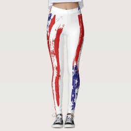Red White & Blue, Patriot, Freedom, American Flagg Leggings
