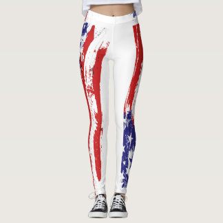 Red White & Blue, Patriot, Freedom, American Flagg Leggings