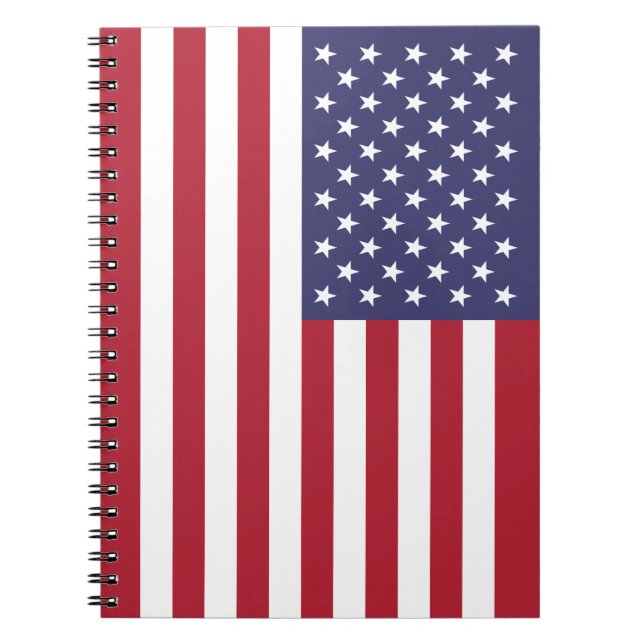 Red White & Blue Patriotic American Flagga Anteckningsbok (Framsidan)