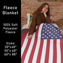 Red White & Blue Patriotic American Flagga Fleecefilt