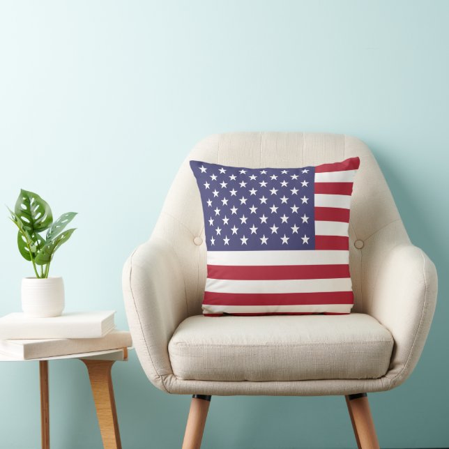 Red White & Blue Patriotic American Flagga Kudde (Stol)